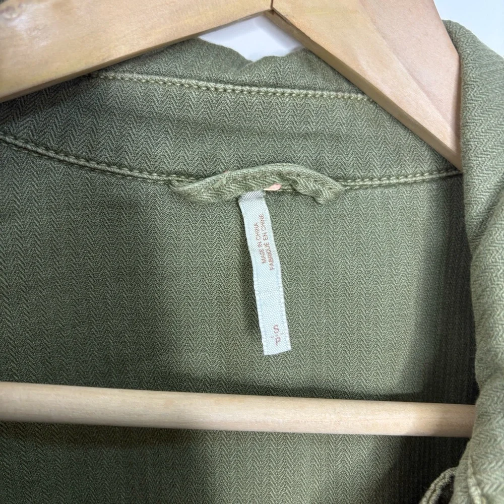 Free People Green Embellished Military Shirt Jacket Size Small - Picture 3 of 12